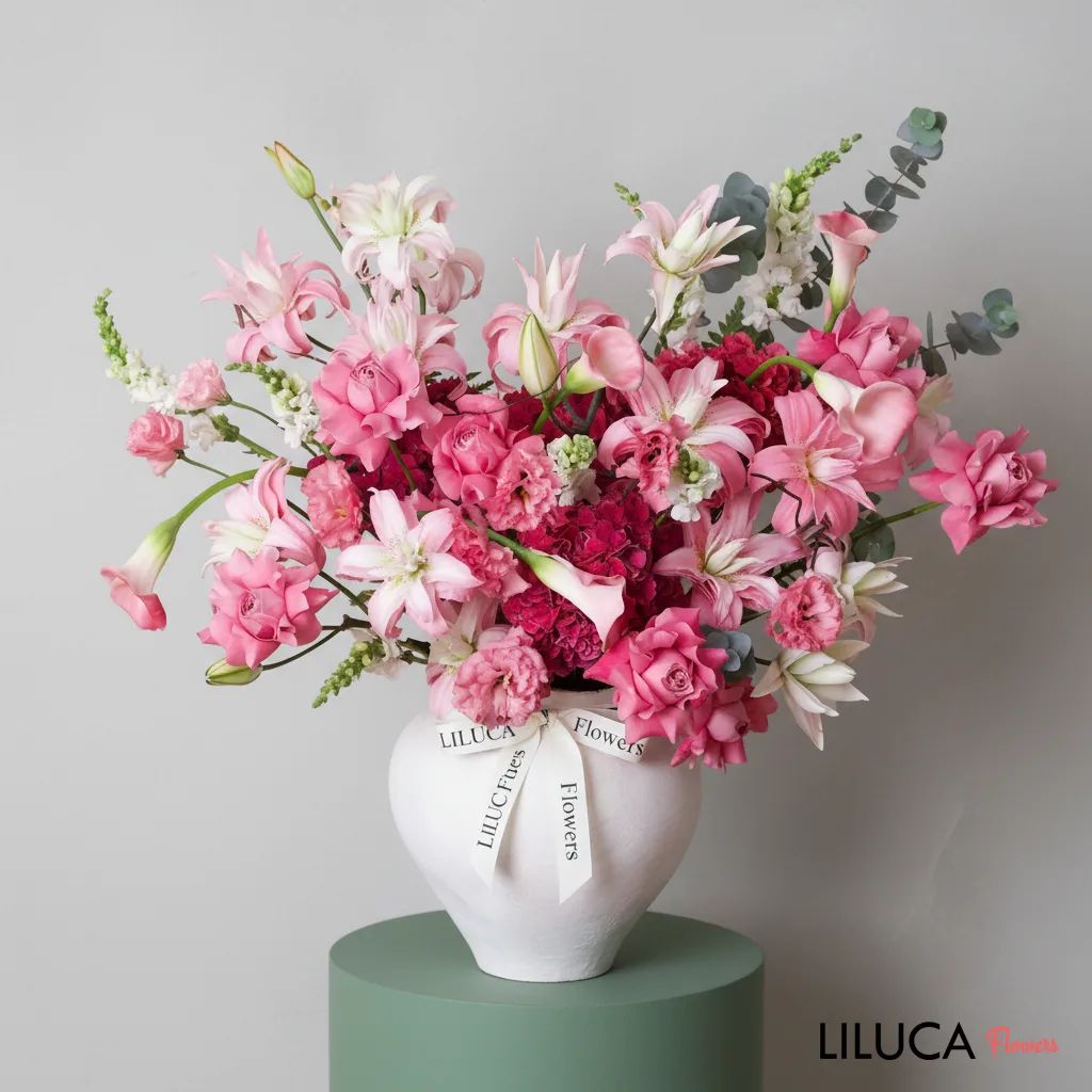 Bình hoa ly hồng Pink Serenade