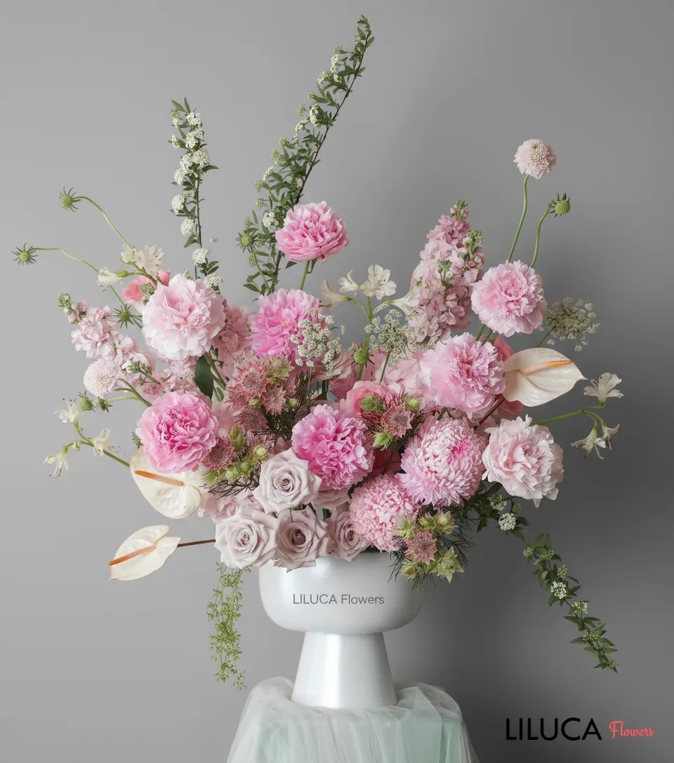Bình hoa mẫu đơn mix hồng Pink Serenade