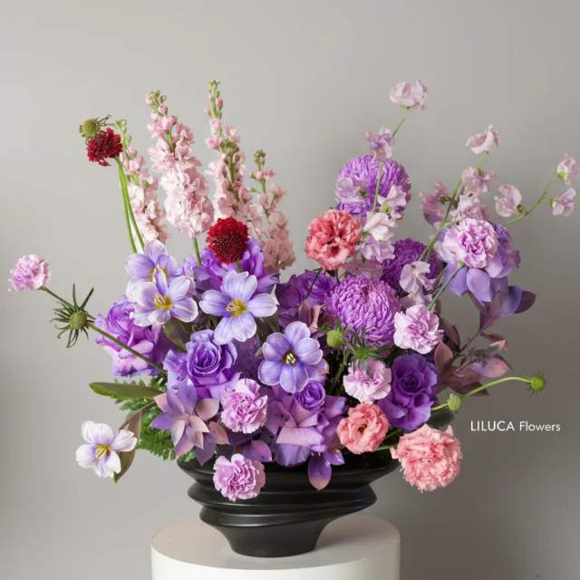 Bình hồng mix cẩm chướng tím Lavender Dream