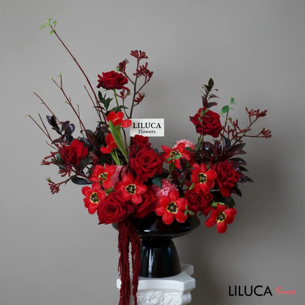 Bình hồng mix tulip đỏ Crimson Passion