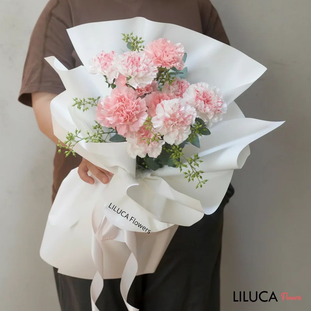Bó cẩm chướng hồng Pink Whisper