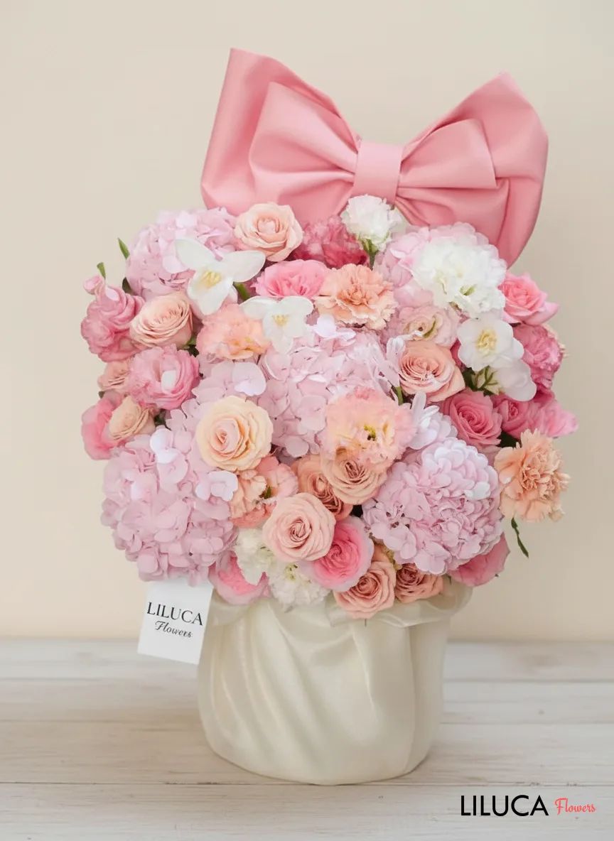 Box cẩm tú cầu Candy hồng size M