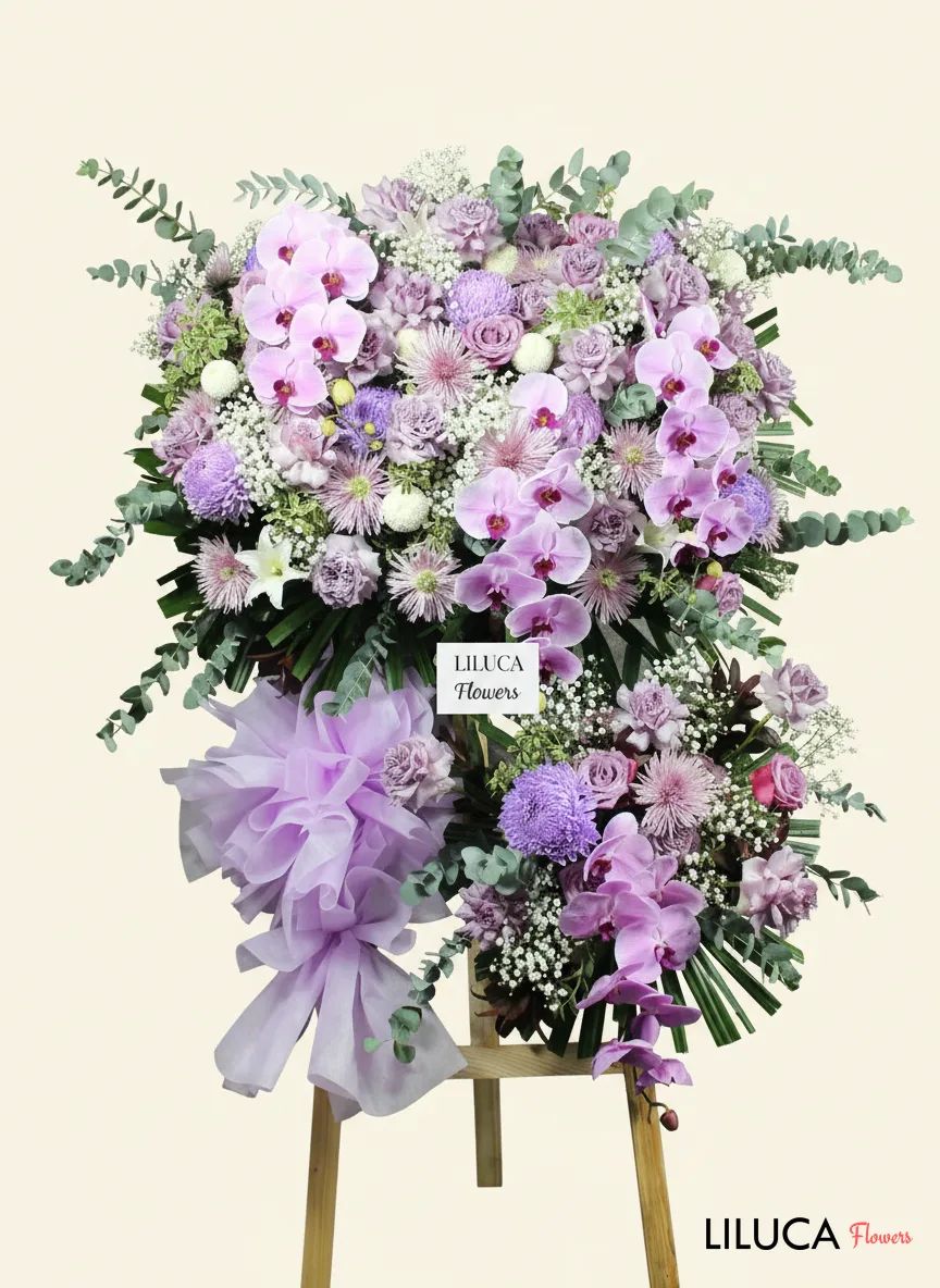 Kệ lan hồ điệp mix cúc tím Purple Eternal Peace